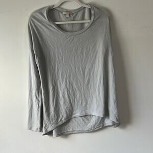 Gianni Bini grey scoop neck long‎ sleeved shirt with black sequin elbows sz M